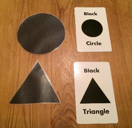 black shapes and shape cards