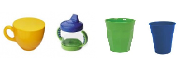 a set of different cups