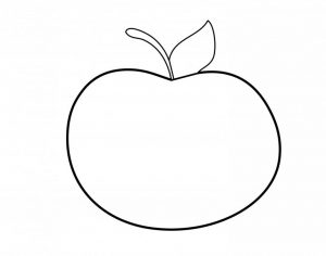 An outline drawing of an apple