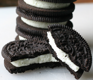 A pile of oreo cookies.