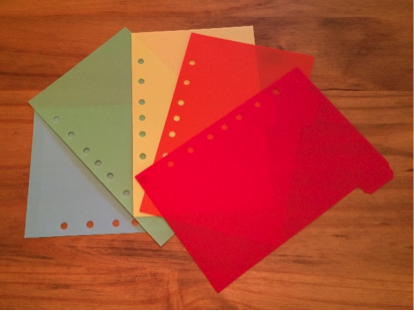 A set of strong, colored plastic dividers